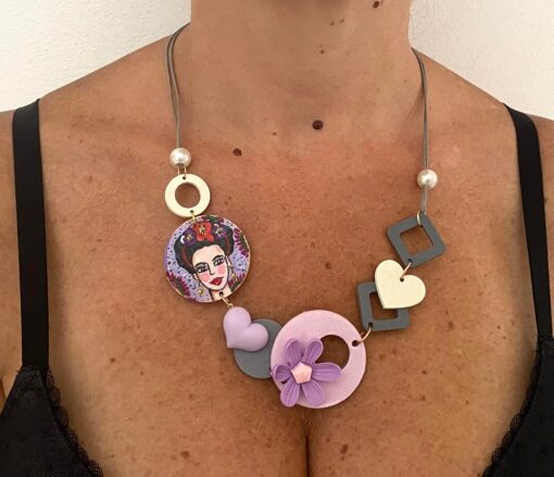 Collana dipinta a mano – Mi Amor! Frida Kahlo