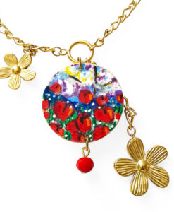 Collana dipinta a mano - Tulipani rossi