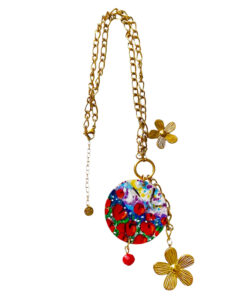 Collana dipinta a mano - Tulipani rossi