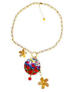 Collana dipinta a mano - Tulipani rossi