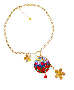 Collana dipinta a mano - Tulipani rossi