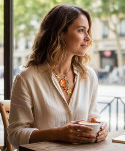 Collana dipinta a mano – Bisce d’ acqua di Klimt