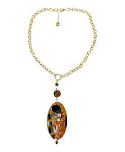 Collana dipinta a mano – Il bacio di Gustav Klimt