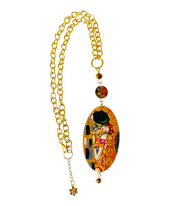 Collana dipinta a mano – Il bacio di Gustav Klimt