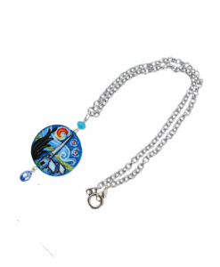 Collana in ceramica dipinta a mano – La notte stellata di Van Gogh