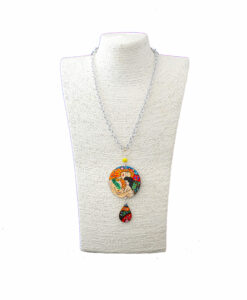 Collana dipinta a mano - Madre e figlio di Gustav Klimt