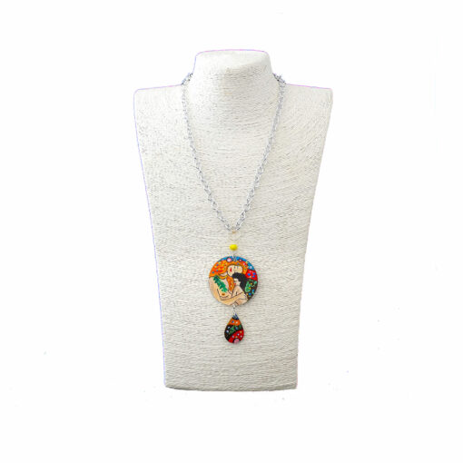 Collana dipinta a mano - Madre e figlio di Gustav Klimt