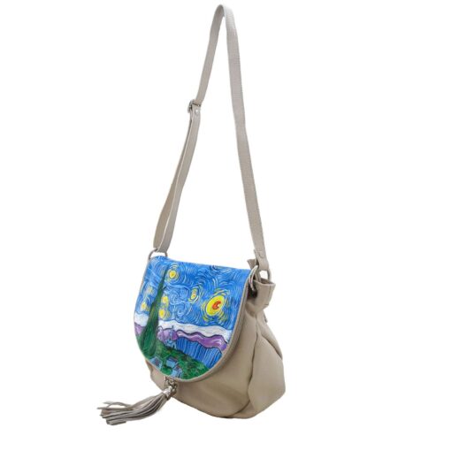 Borsa da donna dipinta a mano – La notte stellata di Van Gogh