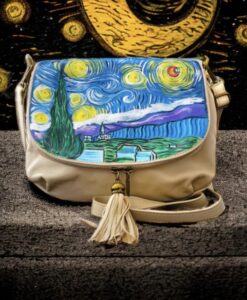 Borsa da donna dipinta a mano – La notte stellata di Van Gogh