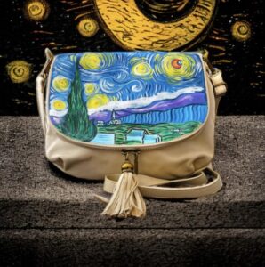 Borsa da donna dipinta a mano – La notte stellata di Van Gogh