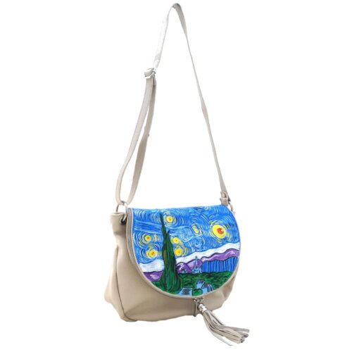 Borsa da donna dipinta a mano – La notte stellata di Van Gogh