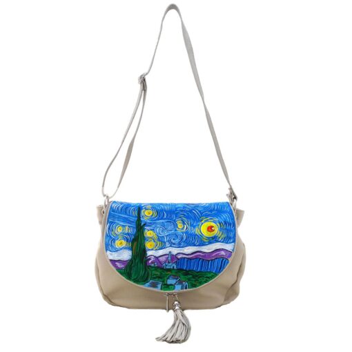 Borsa da donna dipinta a mano – La notte stellata di Van Gogh