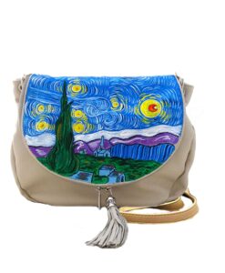 Borsa da donna dipinta a mano – La notte stellata di Van Gogh