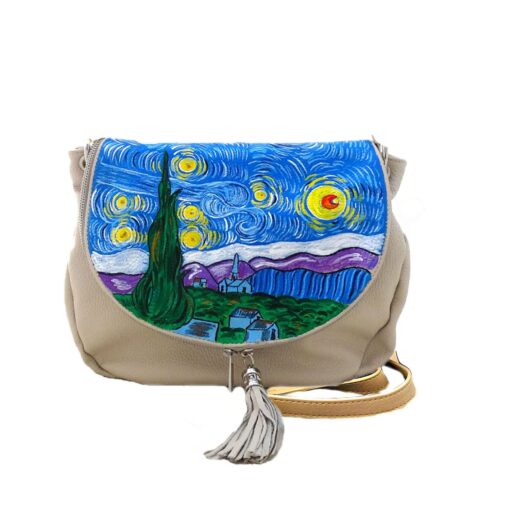 Borsa da donna dipinta a mano – La notte stellata di Van Gogh