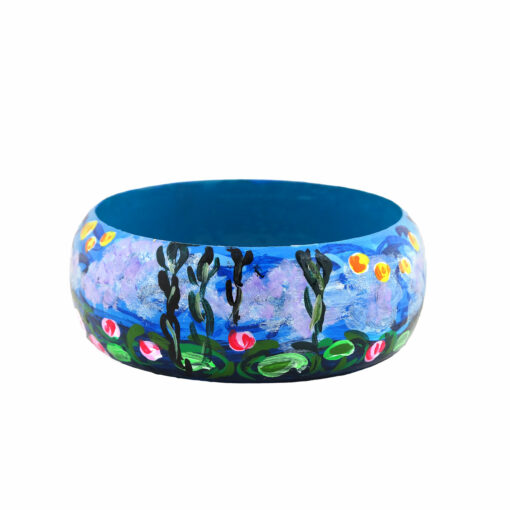 Bracciale dipinto a mano – STAGNO DI NINFEE E SALICE DI MONET