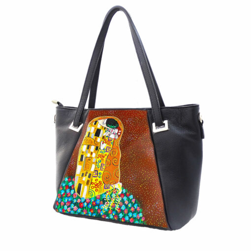 Borsa in pelle dipinta a mano – Il bacio di Klimt