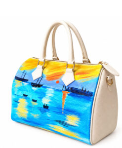 Borsa dipinta a mano – Levar del sole di Claude Monet