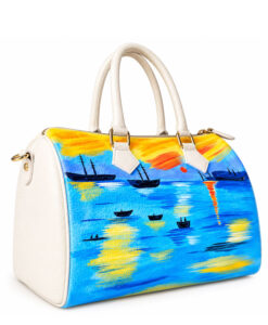 Borsa dipinta a mano – Levar del sole di Claude Monet