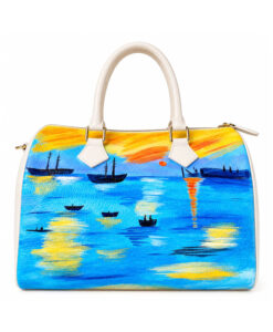 Borsa dipinta a mano – Levar del sole di Claude Monet