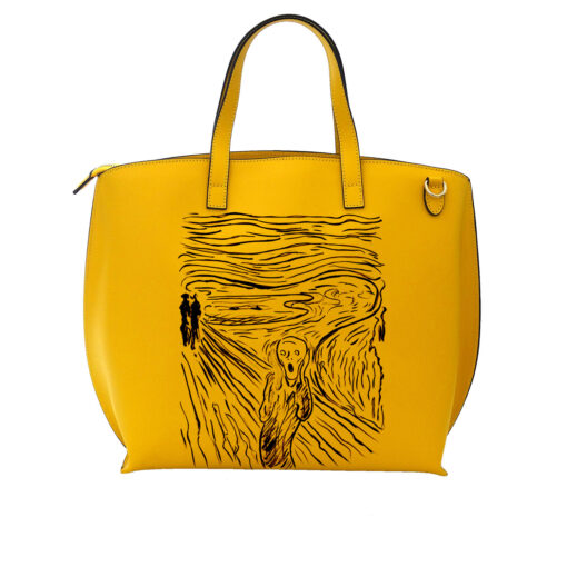 Borsa dipinta a mano: L' urlo di Edward Munch cartoon black and yellow