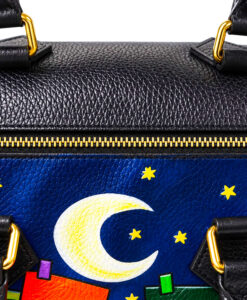 Borsa in pelle dipinta a mano – Cartoon city night evolution