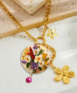 Collana dipinta a mano - Fiori inglesi