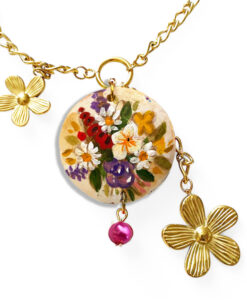 Collana dipinta a mano - Fiori inglesi