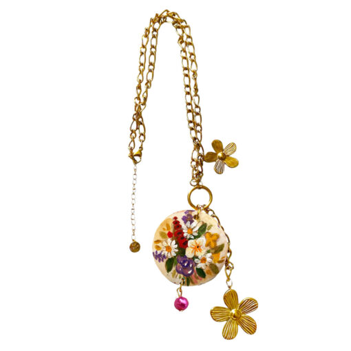 Collana dipinta a mano - Fiori inglesi