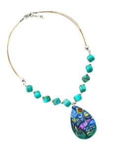 Collana dipinta a mano – La notte Stellata di Van Gogh