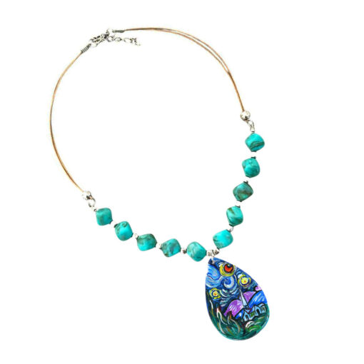 Collana dipinta a mano – La notte Stellata di Van Gogh