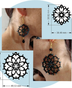 Orecchini dipinti a mano – Luminarie Salentine Rosone Nero Glitter