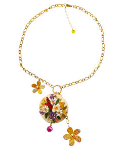 Collana dipinta a mano - Fiori inglesi