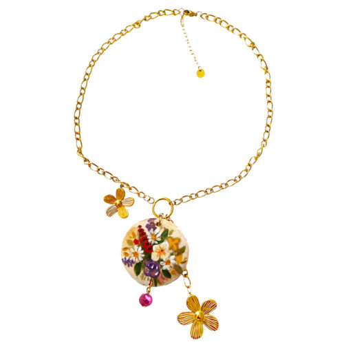 Collana dipinta a mano - Fiori inglesi
