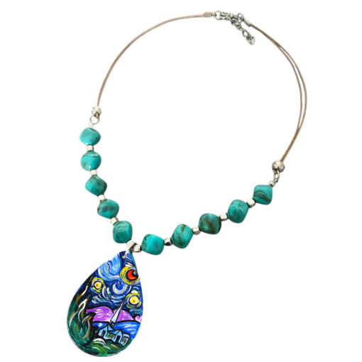 Collana dipinta a mano – La notte Stellata di Van Gogh