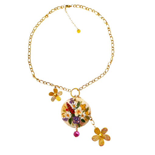 Collana dipinta a mano - Fiori inglesi