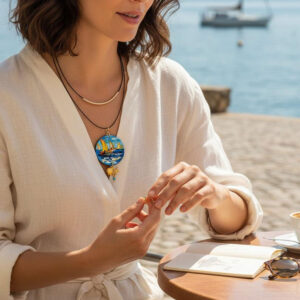 Collana dipinta a mano – Paesaggio Marino di Van Gogh