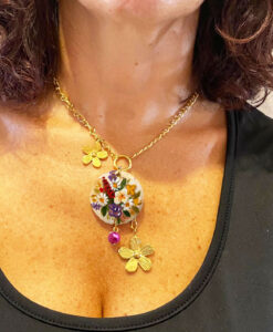 Collana dipinta a mano - Fiori inglesi