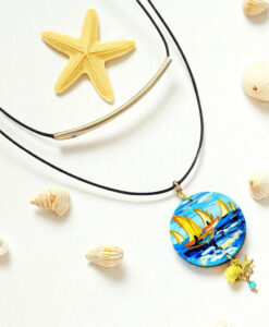 Collana dipinta a mano – Paesaggio Marino di Van Gogh