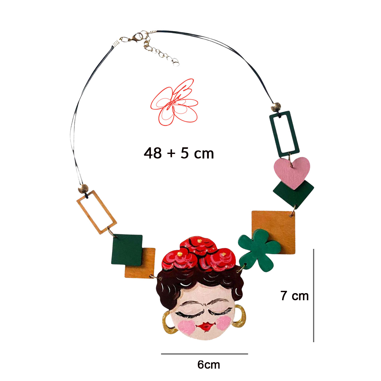 Collana dipinta a mano – Ispirato a Frida Kahlo Collana dipinta a mano – Ispirato a Frida Kahlo