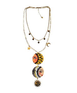 Collana dipinta a mano - Sole e Luna