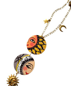 Collana dipinta a mano - Sole e Luna