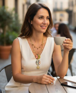 Collana dipinta a mano - Sole e Luna