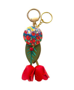 Portachiavi dipinto a mano – Tulipani Rossi