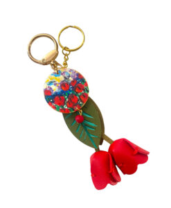 Portachiavi dipinto a mano – Tulipani Rossi