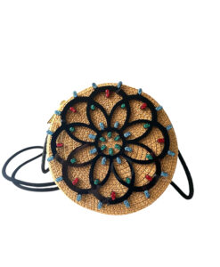 Borsa dipinta a mano – luminarie Salentine Rosone Nero Glitter