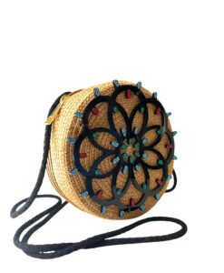 Borsa dipinta a mano – luminarie Salentine Rosone Nero Glitter