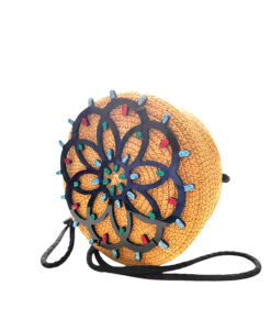 Borsa dipinta a mano – luminarie Salentine Rosone Nero Glitter