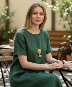 Collana dipinta a mano - Madre e figlio di Gustav Klimt