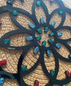 Borsa dipinta a mano – luminarie Salentine Rosone Nero Glitter