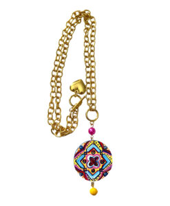 Collana con ciondolo dipinto a mano - Maioliche Bougainvillea